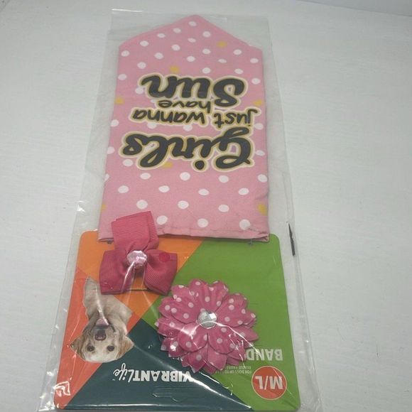 Vibrant Dogs Chihuahua Boston Terrier Bandana Set Pink Color NWT - Picture 6 of 11